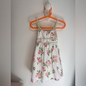 Charming Floral Kids Dress with Green Accents